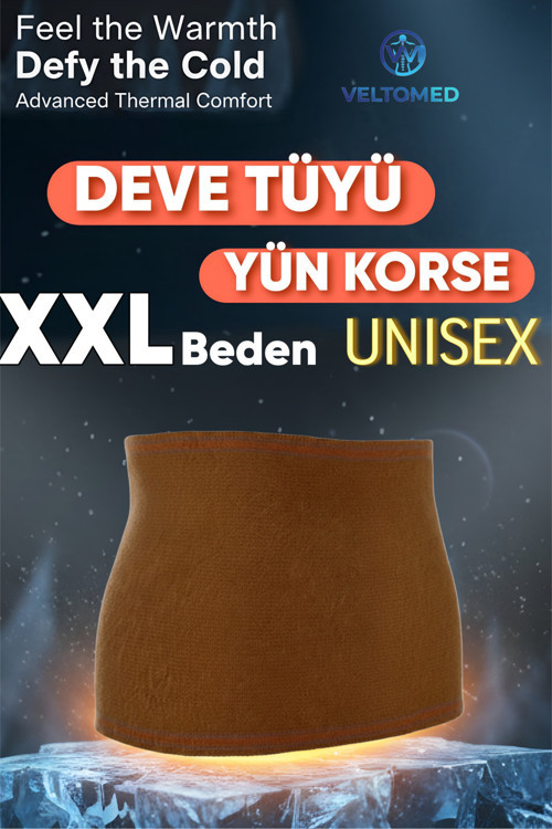 XXL Unisex Deve Tüyü Yün Korse Sıcak Tutar Bel Ağrıları Fıtık Bel Kuşağı, Giydirmeli Yün Bel Korsesi