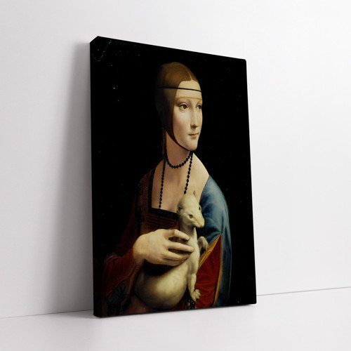 Ressamlardan Leonardo Da Vinci Kakımlı Kadın Klasik Sanatsal Kanvas Tablo, Rönesans Tablosu Dekor