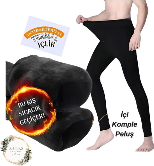 Erkek Sıcak Tutan İçi Peluş Kalın Kışlık Termal Tayt İçlik