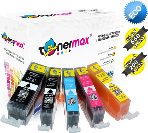 Canon PGI-525 PGBK / CLİ-526 CMYK Muadil Kartuş Set