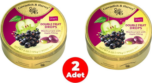 Cavendish & Harvey Double Fruit Drops Elma Dolgulu Frenk Üzümü Aromalı Şeker 175 Gr (2 ADET)