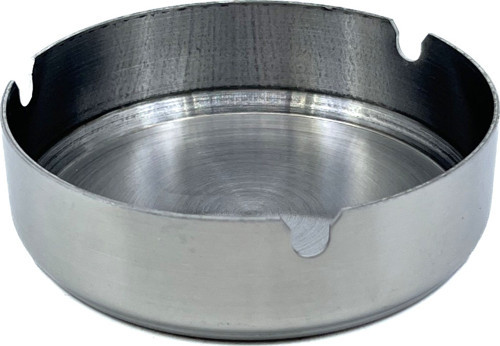 Paslanmaz Çelik Yuvarlak Metal Küllük - Lüks Fırçalanmış Tasarım 10 cm