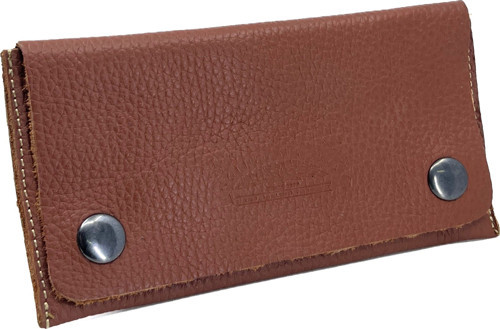 Hakiki Deri El İşçiliği Tütün Kesesi - Filtre ve Kağıt Bölmeli - Kahverengi