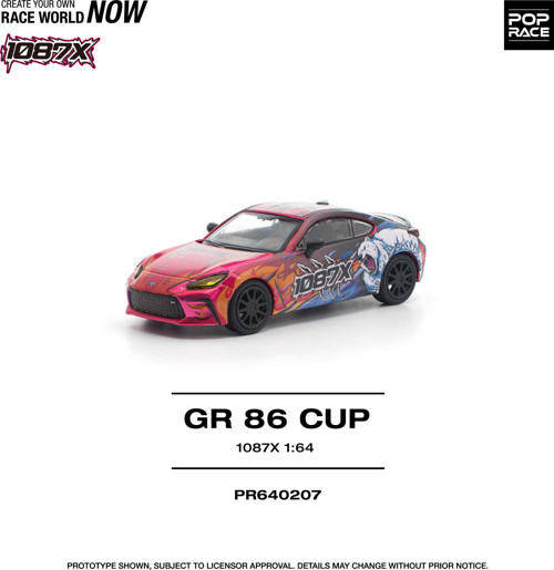 Pop Race Toyota GR86 Cup 1087X Livery 1:64 Diecast Model Araba