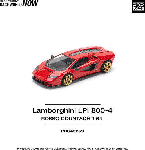 Pop Race Lamborghini LPI 800-4 Rosso Countach Kırmızı 1:64 Diecast Model Araba