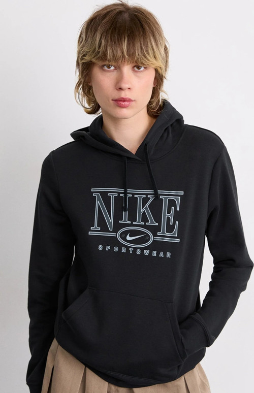 Club Fleece GX Hoodie Women Sweatshirt Kapüşonlu Kadın Kazak Siyah