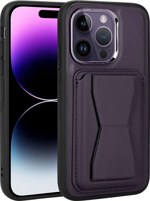 Apple iPhone 14 Pro Kılıf Kartlıklı Standlı Suni Deri Memo Kılıf
