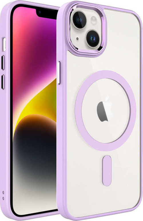 Apple iPhone 14 Kılıf Wireless Şarj Özellikli Krom Magsafe Kılıf