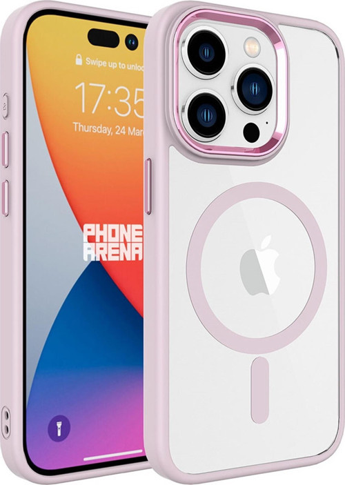 Apple iPhone 15 Pro Max Kılıf Wireless Şarj Özellikli Krom Magsafe Silikon Kılıf