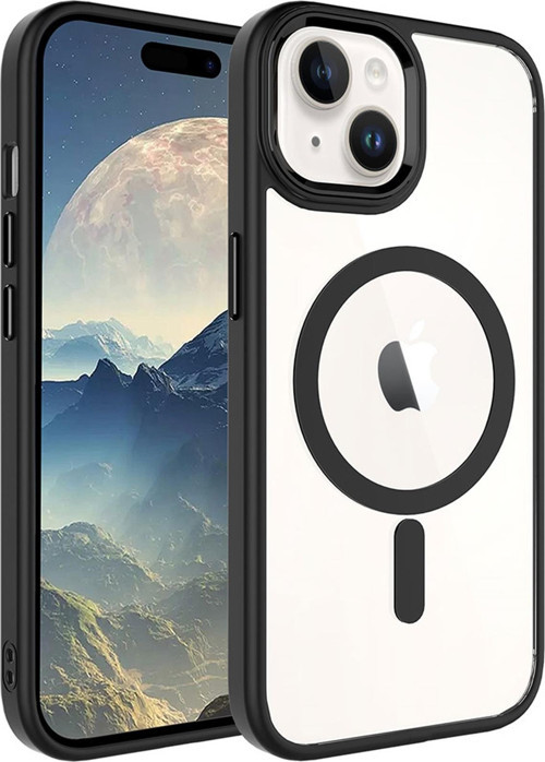 Apple iPhone 15 Kılıf Wireless Şarj Özellikli Krom Magsafe Silikon Kılıf