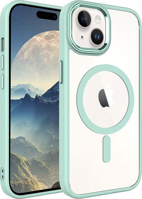 Apple iPhone 15 Kılıf Wireless Şarj Özellikli Krom Magsafe Silikon Kılıf