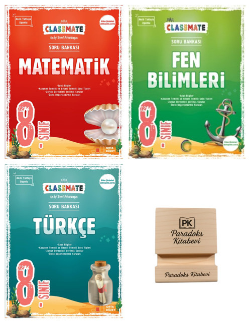 Okyanus LGS 8. Sınıf Classmate Matematik Fen ve Türkçe Soru Bankası 3lü Set+ Telefon Standı