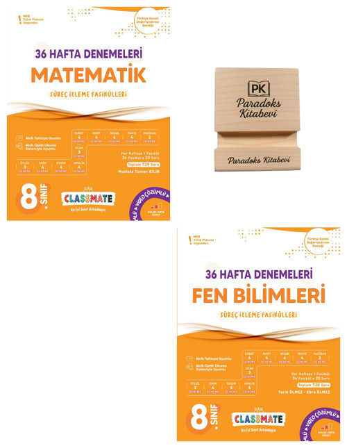 Okyanus LGS 8. Sınıf Classmate Matematik ve Fen Bilimleri 36 Hafta Deneme + Telefon Standı
