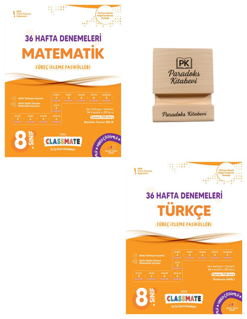 Okyanus LGS 8. Sınıf Classmate Matematik ve Türkçe 36 Hafta Deneme + Telefon Standı