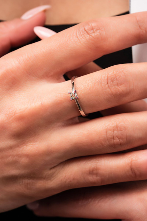Pırlanta Tektaş Yüzük 0.08 Ct H Sı