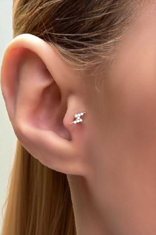 Şimşek Altın Tragus Küpe