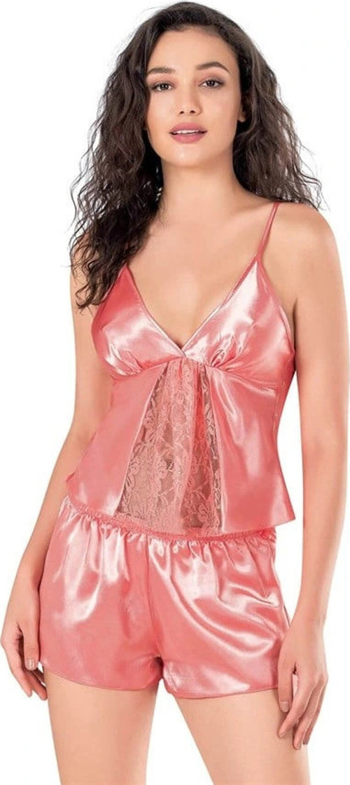 Mercan Saten Babydoll Şort Takımı