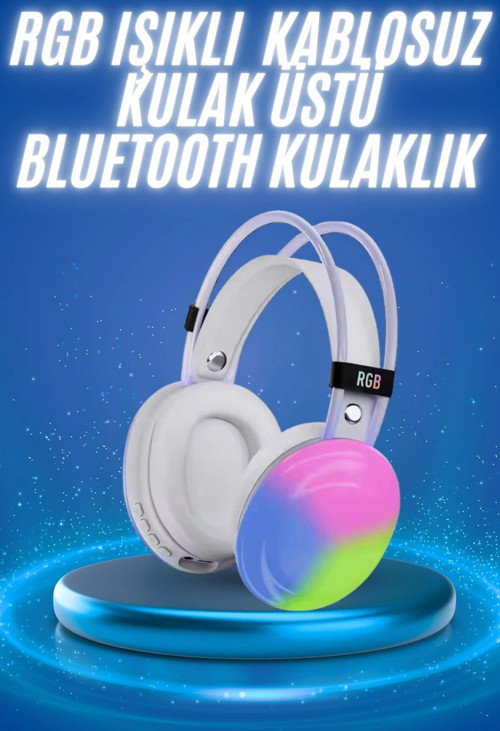 Rgb Işıklı Yüksek Ses Kaliteli Kablosuz Kulak Üstü Bluetooth Kulaklık