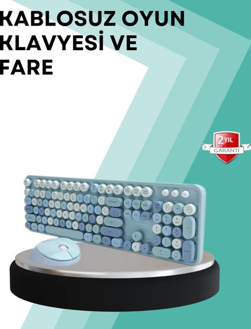 Kablosuz Klye Ve Mouse Seti – Sessiz Tuş, Retro Tasarım