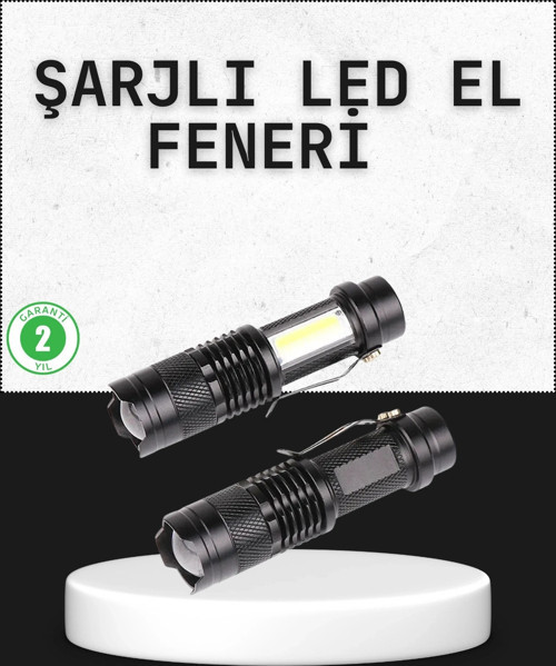 Odak Ayarlı 2000 Lümen Şarjlı Led El Feneri