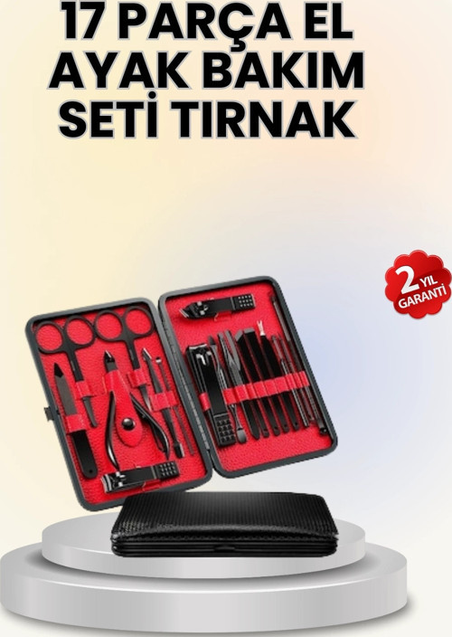 17 Parçalık Deri Kaplamalı Manikür Seti