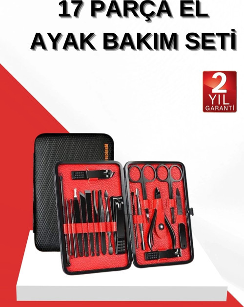 17 Parça Manikür Seti El Ve Ayak Bakımı Törpü Cımbız Tırnak Temizleme