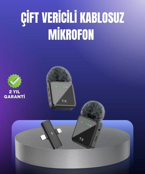 Vlog Podcast Ve Röportajlar İçin Kablosuz Çift Yaka Mikrofon