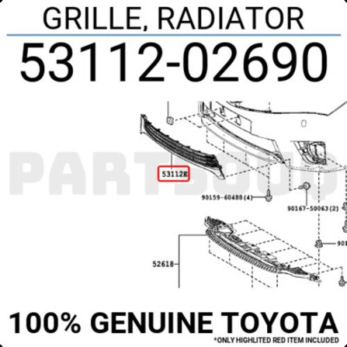 Toyota Corolla 2016-2018 Ön Tampon Panjuru Orta (Oem No: 5311202690)