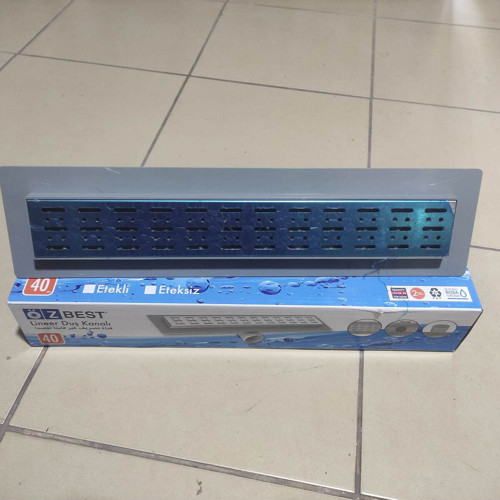 Duş Kanalı Izgarası Yer Izgara 40 Cm Paslanmaz Çelik Izgara Koku Önleyici Plastik