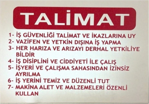 Iş Güvenlik Uyarı Levhası Pvc 25X35 Talimat Iş Güvenliği