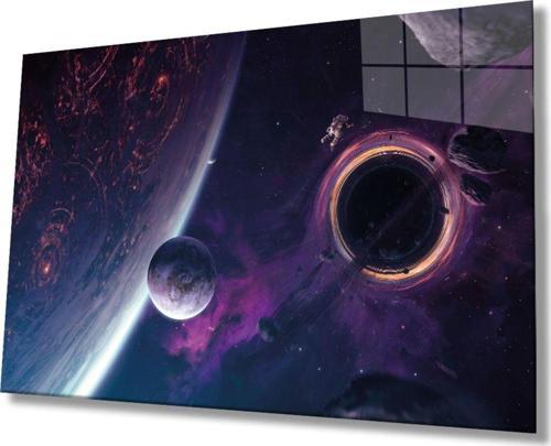 Uzay Evren Cam Tablo Ev ve Ofis Duvar Dekoru Hediyelik Büyük Temperli 4 mm Cam Tablo