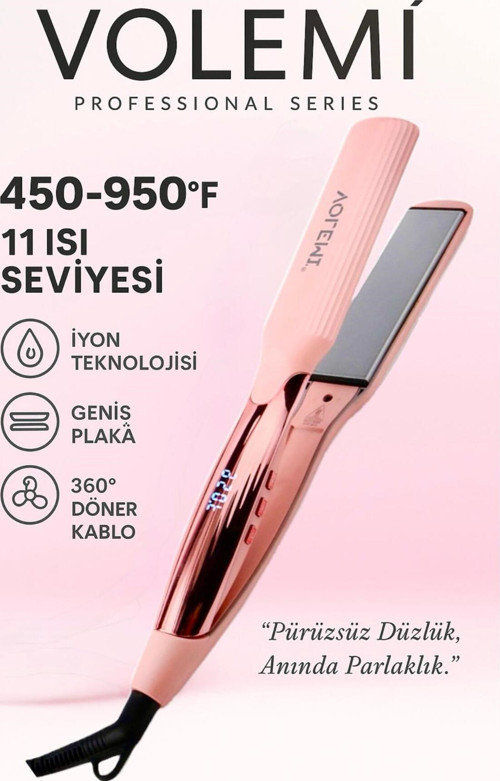 Volemı® V-0110 Geniş Seramik Plakalı Saç Düzleştirici Hızlı Isınma Dijital Led Ekran Parlak Ve Pürüz