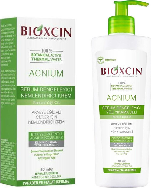 Acnium Sebum Dengeleyici Yüz Yıkama Jeli 500 Ml + Acnium Sebum Dengeleyici Nemlendir
