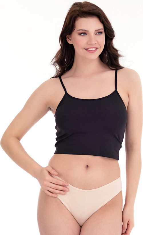 Kadın Ip Askılı Lazer Kesim Crop Büstiyer - Bst2005 -Siyah