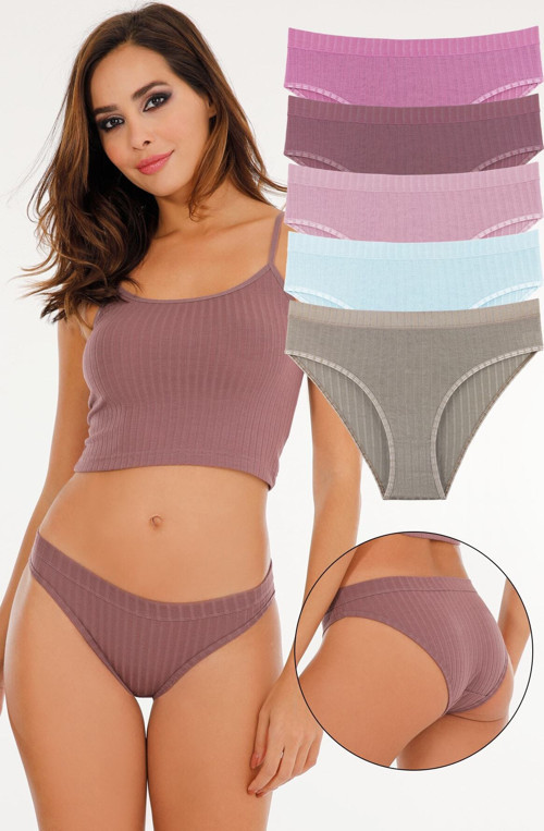 Kadın Fitilli Soft Renkler 5'Li Slip Külot Set - Kts3053