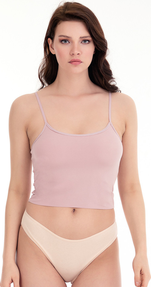 Kadın Ip Askılı Lazer Kesim Crop Büstiyer - Bst2005 -Gülkurusu