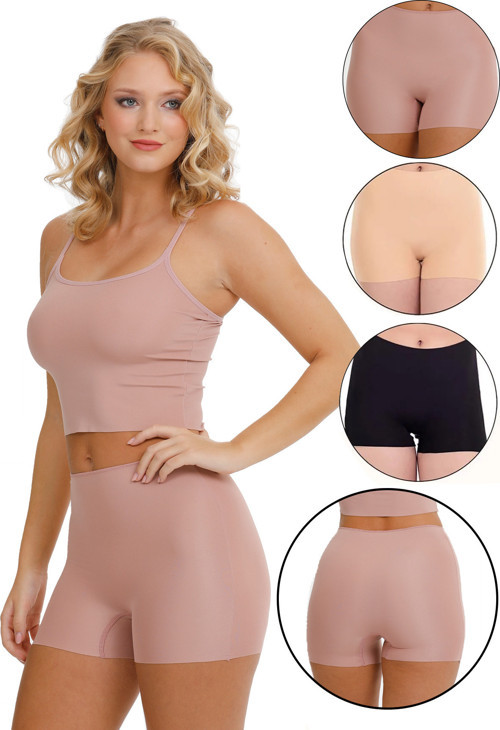 Lazer Kesim Yüksek Bel Şort 3'Lü Set Model-5
