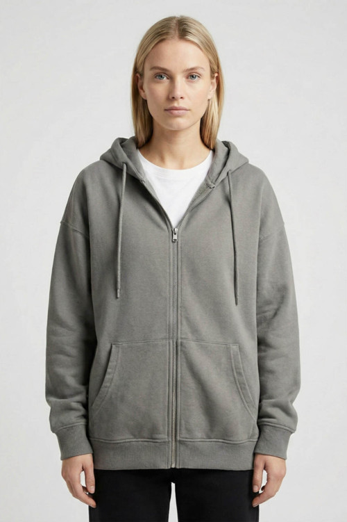 Fermuarlı Kapüşonlu Sweatshirt Kadın Hırka