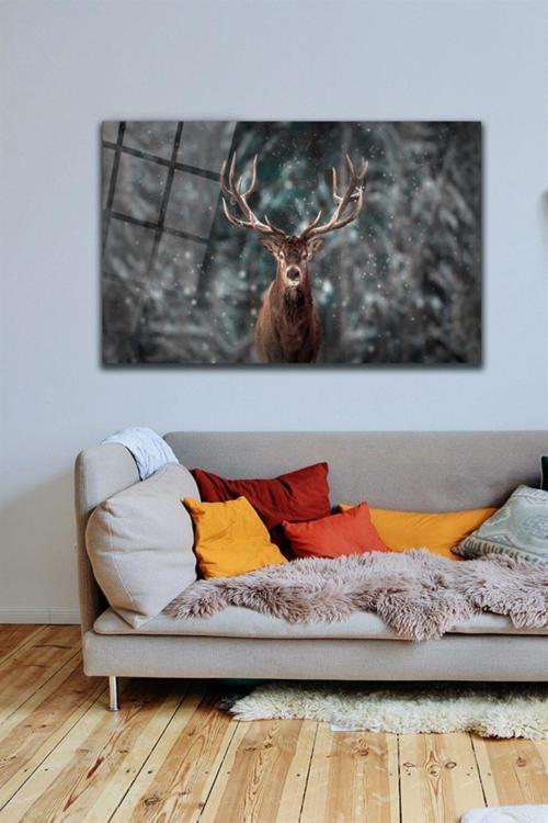 Yaban Geyiği Cam Tablo I 60x90 I Çok Renkli