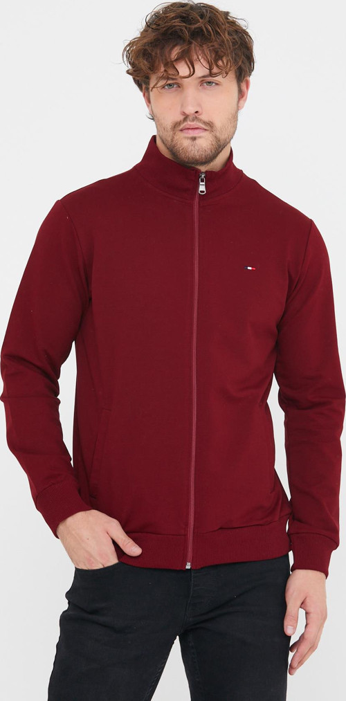 Erkek Bordo Uzun Kollu Önü Fermuarlı Hırka CMRE8293