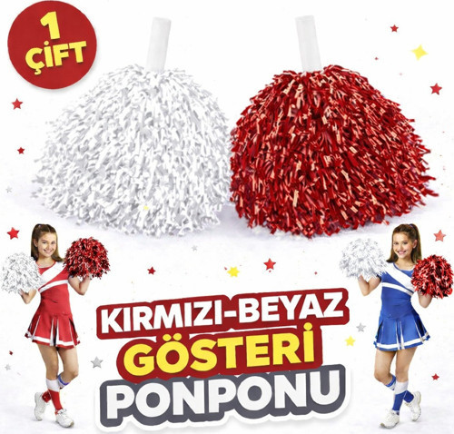 Büro Ev Ofis Etkinlik Okul Gösteri Kostümü için 1ÇİFT 2ADET Kırmızı Beyaz Ponpon