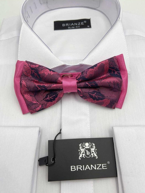 Pembe Çiçek Desenli Papyon