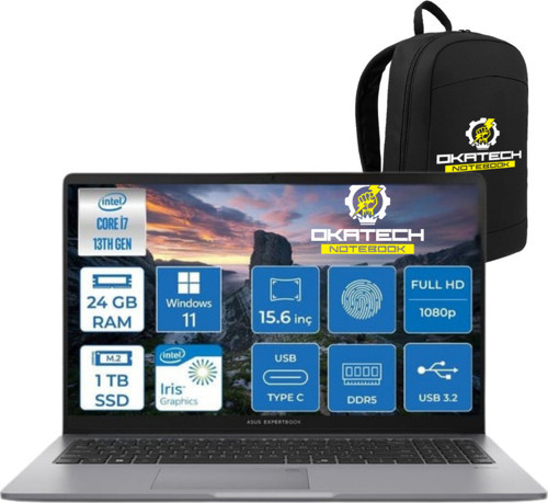 EXPERTBOOK P1503 INTELCORE I7-13620H 24GB RAM 1 TB SSD WİN11 PRO 15.6” FHD NOTEBOOK + OKATECH ÇANTA