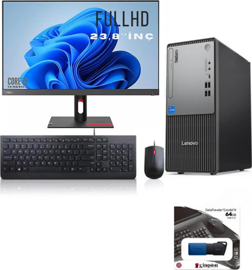 Thinkcentre Neo 50t G5 12ub000btr Core I5 13400-16 GB Ddr5 Ram-512 GB WİNDOWS 11 PRO+ 23,8'' Monitör