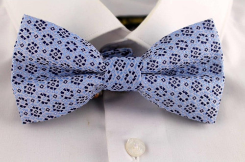 Açık Mavi Desenli Papyon