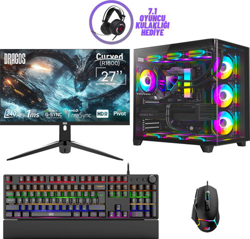 DRx7331 i7 12700KF 32GB DDR5 Ram 1TB NVMe 16GB RTX4060Ti 27 İnç 240Hz Curved Oem Paket