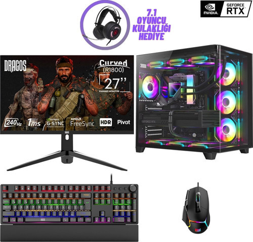DRx7343 i7 12700KF 32GB DDR5 Ram 1TB NVMe 12GB RTX4070 Super 27 İnç 240Hz Curved Oem Paket