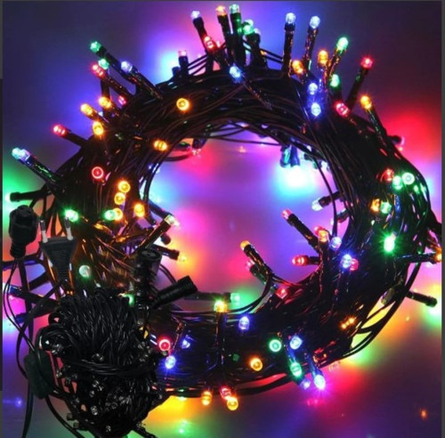 Büro Ev Ofis Dekoru için 10MT Siyah Kablo 100LED Boncuk Uçlu RGB Şerit Aydınlatma