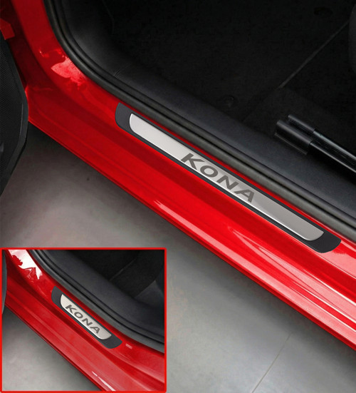 Hyundai Kona Krom Kapı Eşiği 2019 ve Üzeri 4 Parça Paslanmaz Çelik ABS Çerçeve