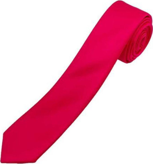 Fuşya Pembe Düz Renk Slim Kravat